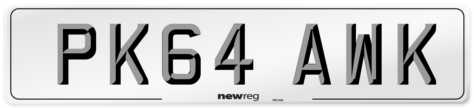 PK64 AWK Number Plate from New Reg